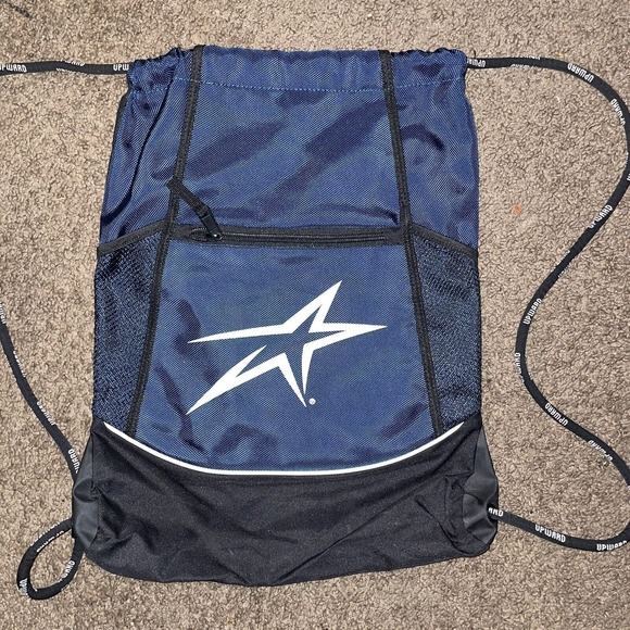 Upward Sports Cinch Sack Bag Backpack Media Zipper Blue Play‎ With Purpose - Picture 1 of 4